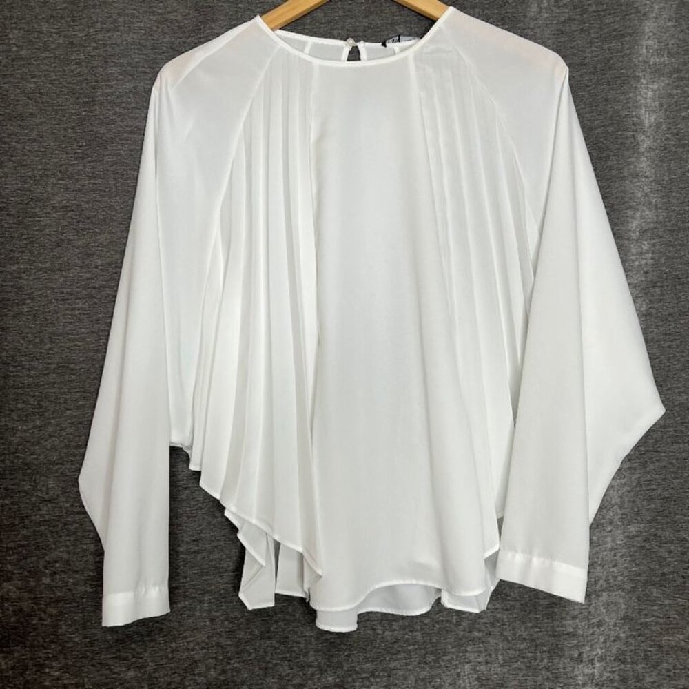 Zara White Pleated Asymmetrical Blouse